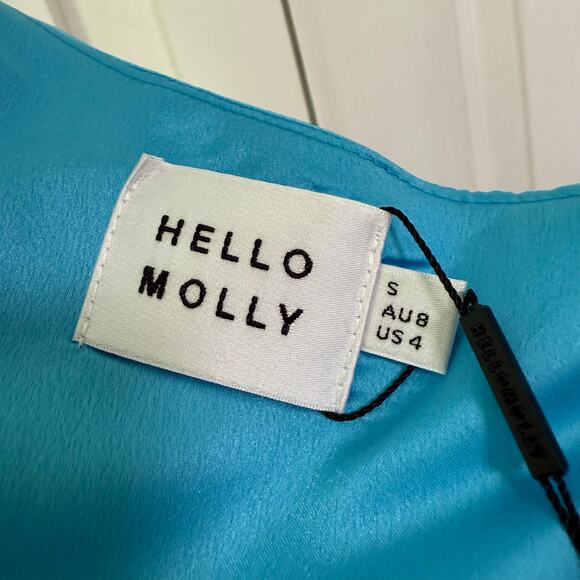 Hello Molly New Women's Blue Satin One Shoulder Cut Out Mini Dress Size 4 - Picture 5 of 14